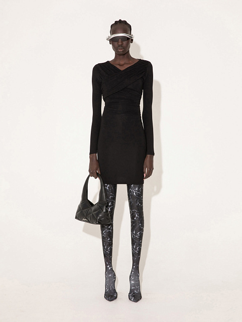 Платье VISCOSE CROSSED DRAPE SHORT DRESS (размер 36    , цвет Черный)