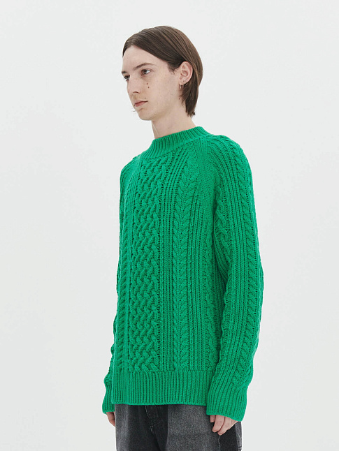 Свитер FISHERMAN CABLE (размер L, цвет GREEN)
