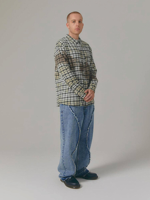 Рубашка TIE DYE PLAID (размер L, цвет Бежевый)