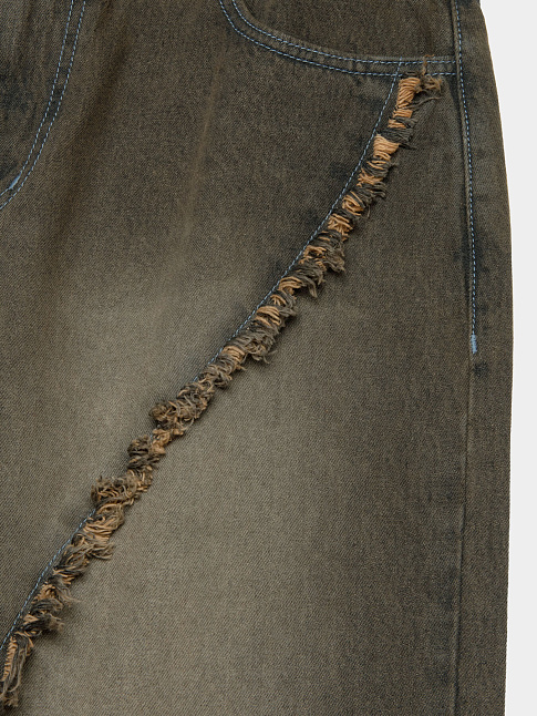 Джинсы CURVED RAW EDGE DENIM WIDE (размер S, цвет Коричневый)