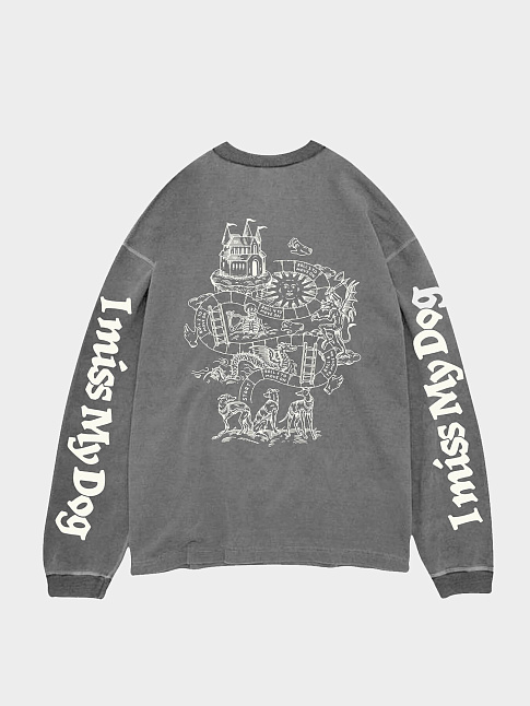 Лонслив I MISS MY DOG KNIGHT (размер S, цвет Темно-серый)