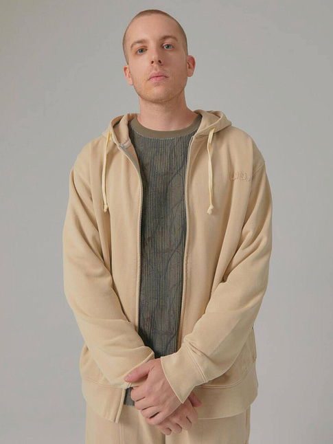 Худи WASHED OG APPLIQUE ZIP-UP (размер XL, цвет Бежевый)
