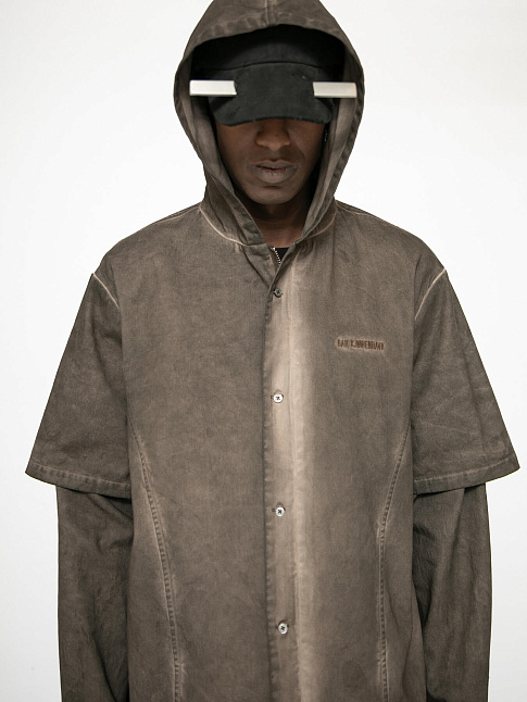 Худи WASHED HOODED LAYERED (размер 48, цвет Коричневый)