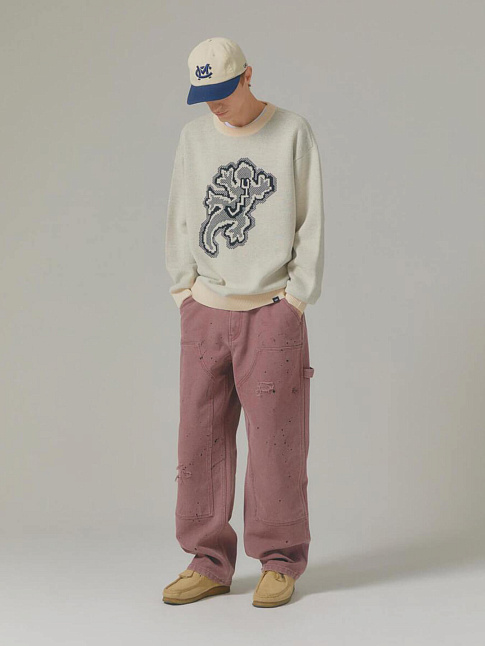 Брюки WASHED DOUBLE KNEE WORK (размер M, цвет Коричневый)