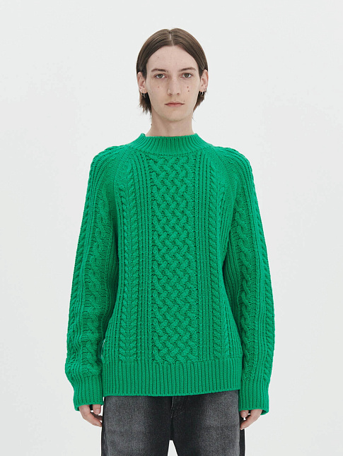 Свитер FISHERMAN CABLE (размер L, цвет GREEN)