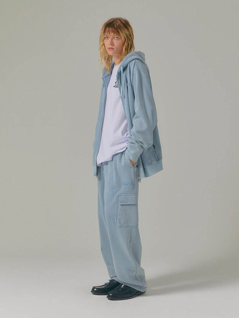 Худи WASHED OG APPLIQUE ZIP-UP (размер XL, цвет Голубой)