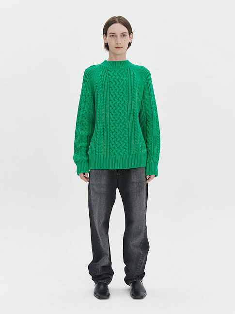 Свитер FISHERMAN CABLE (размер L, цвет GREEN)